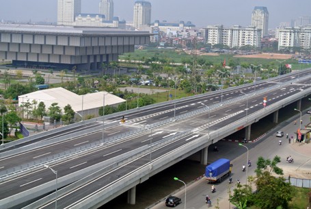 Đây là dự án đường trên cao đầu tiên Hà Nội được hoàn thành.